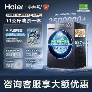 海尔 洗衣机超薄滚筒全自动家用11/13kg嵌入式洗脱一体智能投放洗衣机