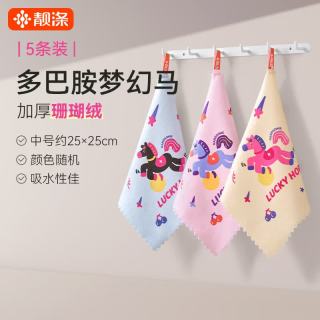 靓涤 Liangdi 靓涤 珊瑚绒抹布 家用清洁布 30*35cm 5片 加厚柔软 擦灶台