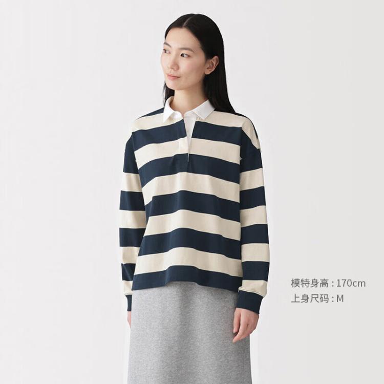 MUJI无印良品 女式双股天竺织长袖POLO衫