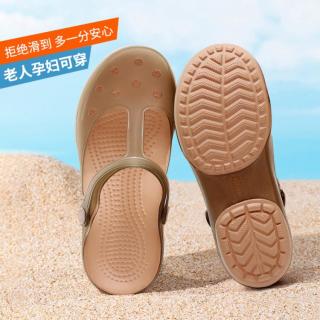 果洛菲 洞洞鞋女夏季凉拖鞋孕妇厚底果冻鞋包头中老年妈妈鞋