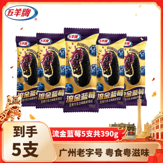五羊牌 冰淇淋流金蓝莓蓝莓味脆皮雪糕批发冷饮冰激凌78g*5支
