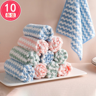 妙然 珊瑚绒抹布 吸水厨房洗碗布 25*25cm 10条装