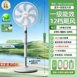 海尔 直流变频电风扇落地扇2026新款纯铜家用空气循环扇一级节能
