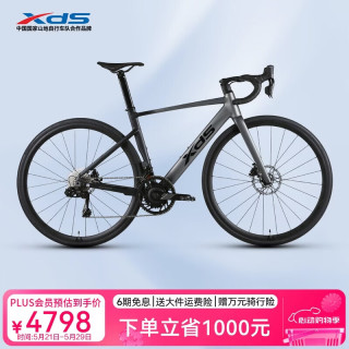 喜德盛 公路自行车2025款AD500盘爪功率计碳纤前叉电子变速进阶公路车 深灰/黑 450mm
