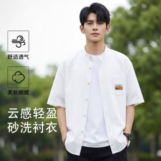 班尼路 男夏季韩版潮流宽松显瘦舒适透气休闲半袖衬衣