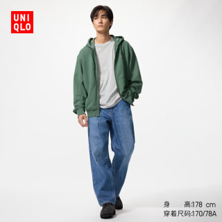 优衣库 男装女装宽松直筒牛仔裤/水洗产品482864 66 蓝色 35 /175/88A