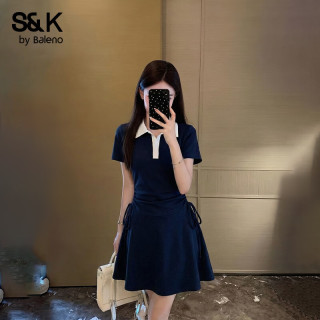 班尼路 S&K系列polo领抽褶设计感连衣裙 2色可选