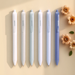 真彩 按动中性笔6支莫兰迪按动笔黑色学生专用黑笔刷题笔速干顺滑ST尖锥笔头0.5圆珠笔碳素水笔签字笔