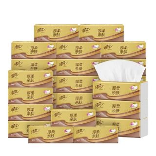 百亿补贴：清风 抽纸4层M码家庭装囤货纸巾家用纸餐巾纸批发整箱24包