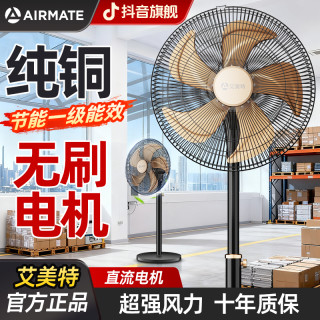 艾美特 家用大风力静音落地扇 立式电风扇商用工业纯铜金属商务扇