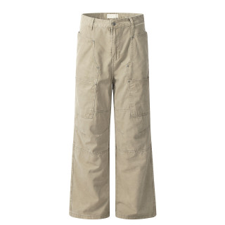 LEOSOXS 复古百搭宽松直筒裤男女休闲阔腿牛仔裤春秋季美式设计口，