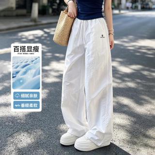 SK·TRIP 运动裤女夏季透气阔腿长裤休闲裤直筒裤松紧腰女裤