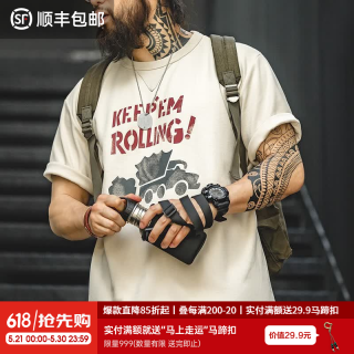 移动端、京东百亿补贴：马登 复古涂鸦字母印花短袖 TW2301070