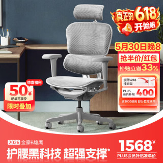 Ergonor 金豪B 2代 人体工学电脑椅 银白色 美国网款