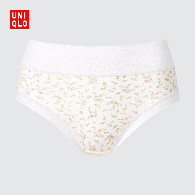 优衣库 女装莫代尔混纺高腰三角内裤 乳白色 L