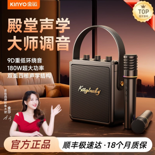 金运 蓝牙音响家庭k歌麦克风一体声卡户外家用无线便携式手提音箱话筒