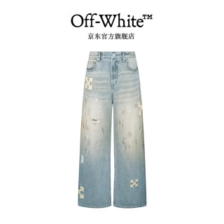 OFF-WHITE 26SS 泼墨贴布箭头刺绣牛仔裤