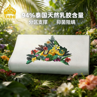 泰嗨 天然乳胶枕头 1对装 泰国进口颈椎枕芯颈椎病深度睡眠专用 泰象吉祥-波浪枕
