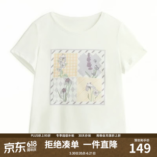 帕罗 短袖印花T恤上衣女春夏含桑蚕丝莱赛尔半袖卡通小t透气白色休闲 小花 2XL (175/96A)