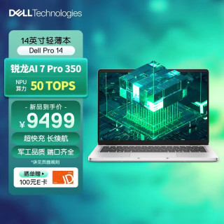 戴尔 Pro 14 锐龙AI笔记本电脑 14英寸大屏高性能 办公学习轻薄本(锐龙AMD R7 16G 1T)