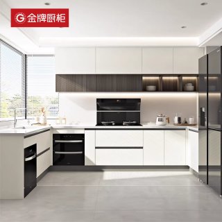 金牌厨柜 厨柜-11 厨房整体橱柜定制 实木颗粒板 石英石台面 定制预付金