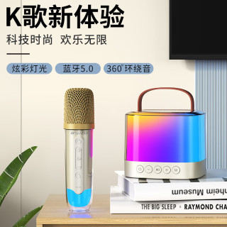 山水 无线蓝牙K歌音响 K歌无线话筒麦克风 家庭KTV音箱 唱歌神器卡拉OK V1双麦 星光白