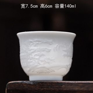 棠门 羊脂玉冰种滕王阁序茶杯