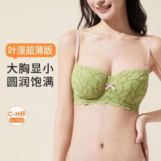 奶糖派 叶漫新色撞色大胸显小文胸蕾丝软钢圈内衣肩带可拆卸