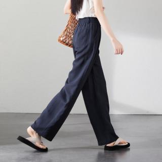 索菲丝尔 天丝亚麻休闲阔腿裤女夏季薄款时尚宽松百搭显瘦拖地裤