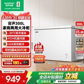 容声 300升家用冰柜商用大容量单温冷柜全冷冻冷藏大型