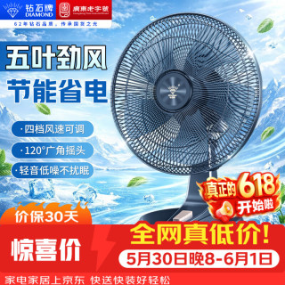 钻石牌台式电风扇家用台扇风扇宿舍卧室12寸台风扇客厅办公室摇头小型电扇学生FT-30-A
