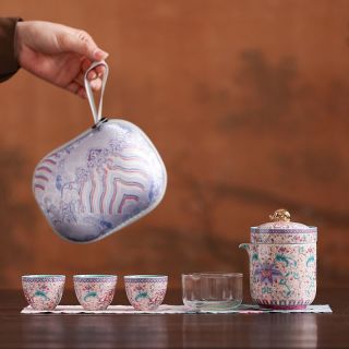 棠门 珐琅彩便携旅行茶具