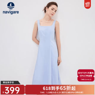 navigare 意大利小帆船女士连衣裙夏季休闲裙吊带修身裙装不同批次随机发货 航线蓝 L