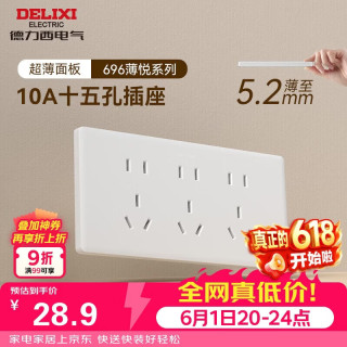 德力西 CD696 十五孔插座面板 118型 白色