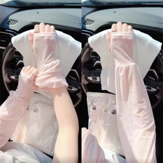 FOURDATRY 温柔仙女风蕾丝防晒冰袖薄款开车防晒宽松护袖女冰丝袖套夏季透气