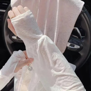 FOURDATRY 仙女风蕾丝春夏季季防晒冰袖防紫外线开车防晒袖套女冰丝透气袖套