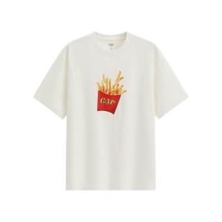 Gap 纯棉趣味立体贴布印花宽松短袖T恤 白色 3XL