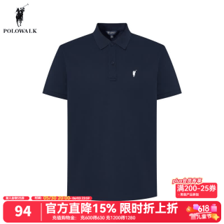 POLOWALK 男士短袖polo衫2024夏季新款简约时尚美式纯色男装上衣城市轻户外 藏青 3XL (190)