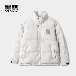 黑鲸 男士时尚立领羽绒服 浅灰花纹28