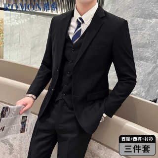 移动端、京东百亿补贴：罗蒙 男士商务修身西服套装 新郎结婚礼服外套