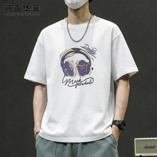 马克华菲 夏季男士短袖t恤纯棉白色半袖男款2026新款美式休闲夏装上衣男