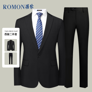 罗蒙 男商务修身正装伴郎服新郎服 单扣西装货号