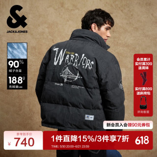 杰克琼斯 杰克·琼斯（JACK&JONES）NBA联名勇士队男装冬季羽绒服满印字母宽松立领款外套