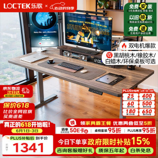 乐歌 电动升降桌电脑桌双电机站立办公家用书桌ES2/1.4m灰胡桃木色套装 ES2灰腿|环保生态板|灰木纹色