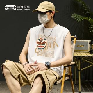 GENIOLAMODE 森马集团背心男夏季无袖宽松纯棉透气坎肩马甲男装衣服 白色 M