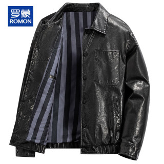 罗蒙 男士真皮皮衣 商务休闲皮夹克