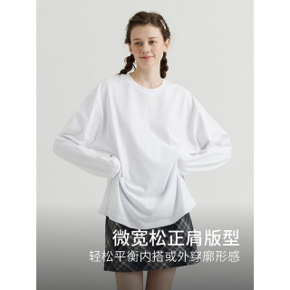 RESTICK 长袖男士t恤陶瓷磨毛基础白色内搭打底衫 白色 -260GSM陶瓷磨毛软糯 S