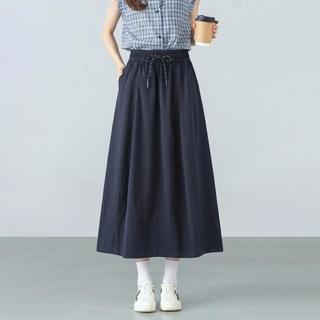 INMAN/茵曼 系带显瘦中长半身裙