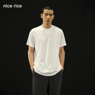 nice rice 男士休闲罗纹圆领短袖T恤 NGC02073 240G