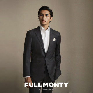 kk FULL MONTY羊毛西服套装男高档修身轻商务西装外套职业正装结婚伴郎新郎礼服 深灰色1230